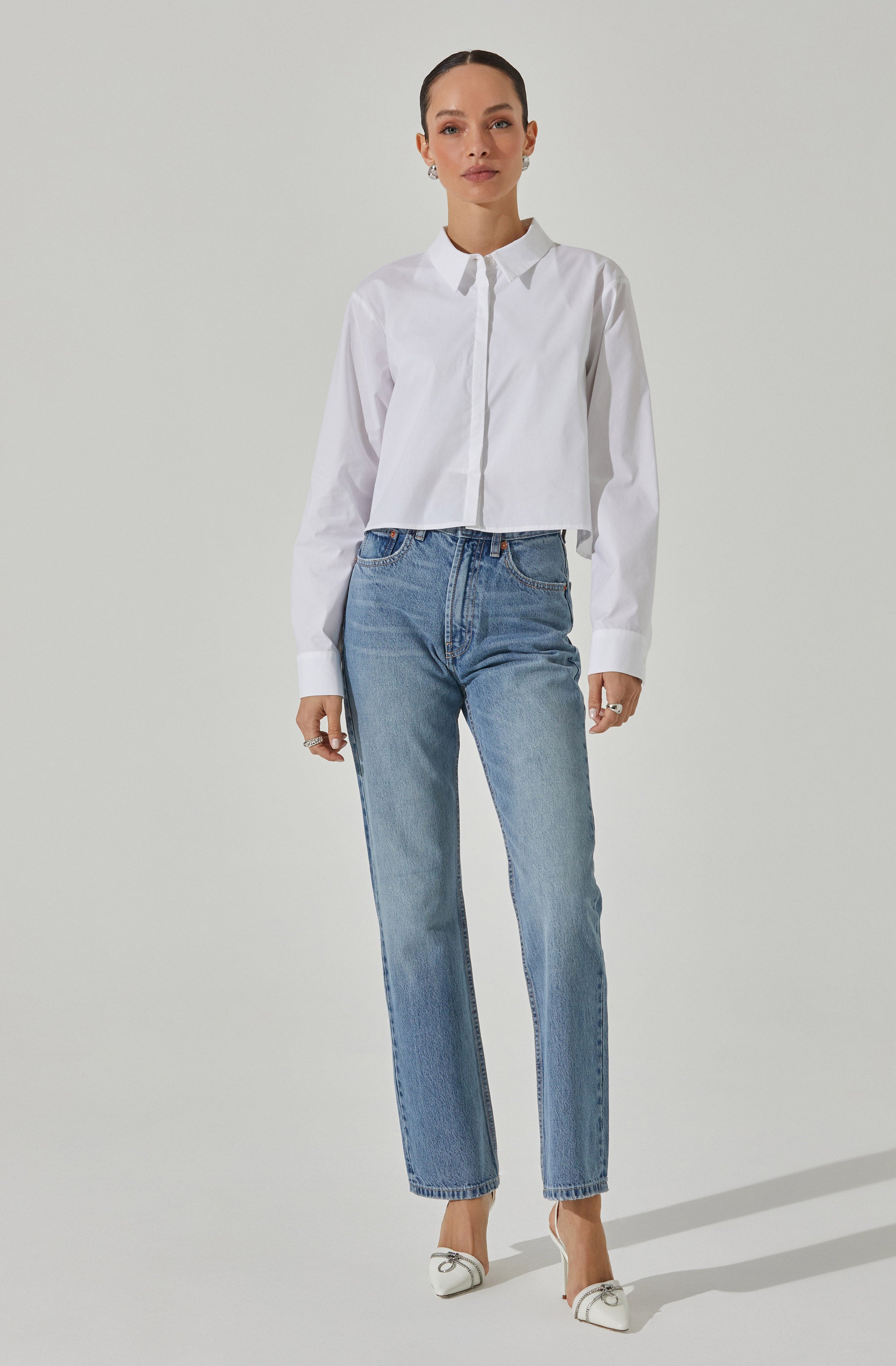 Cropped Tie Back Shirt