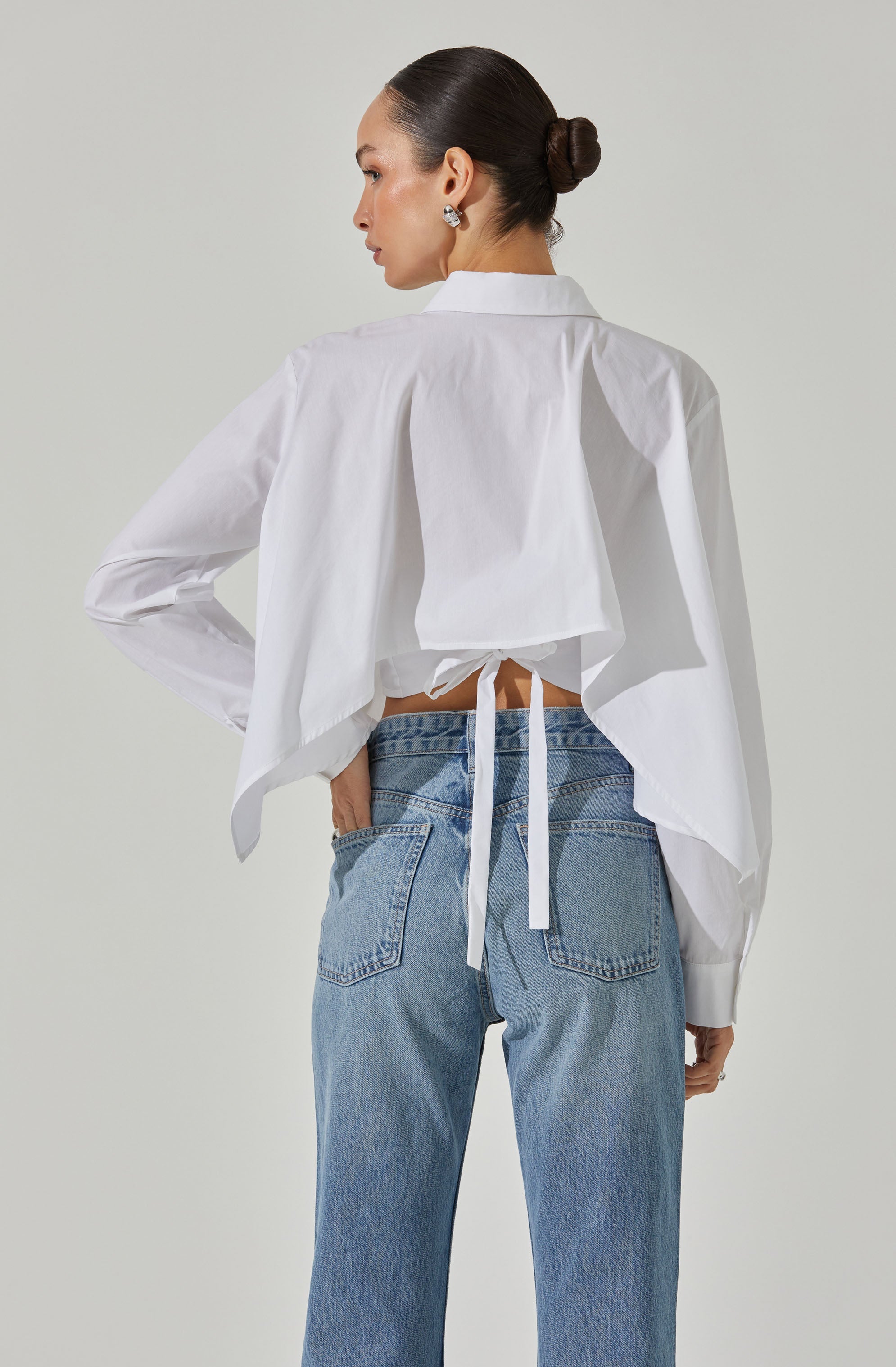 Cropped Tie Back Shirt