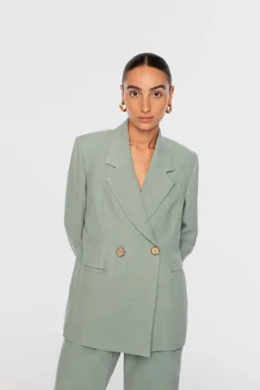 dalthelabel Linen Double-Breasted Blazer