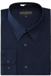 Daniel Ellissa Basic Dress Shirt with Convertible Cuff DS3001 Navy - Men's Fashion