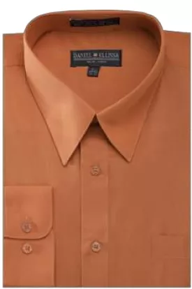 Daniel Ellissa Basic Dress Shirt with Convertible Cuff DS3001 Rust - Shop Now