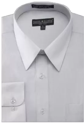 Daniel Ellissa Men's Silver Basic Dress Shirt with Convertible Cuff - DS3001