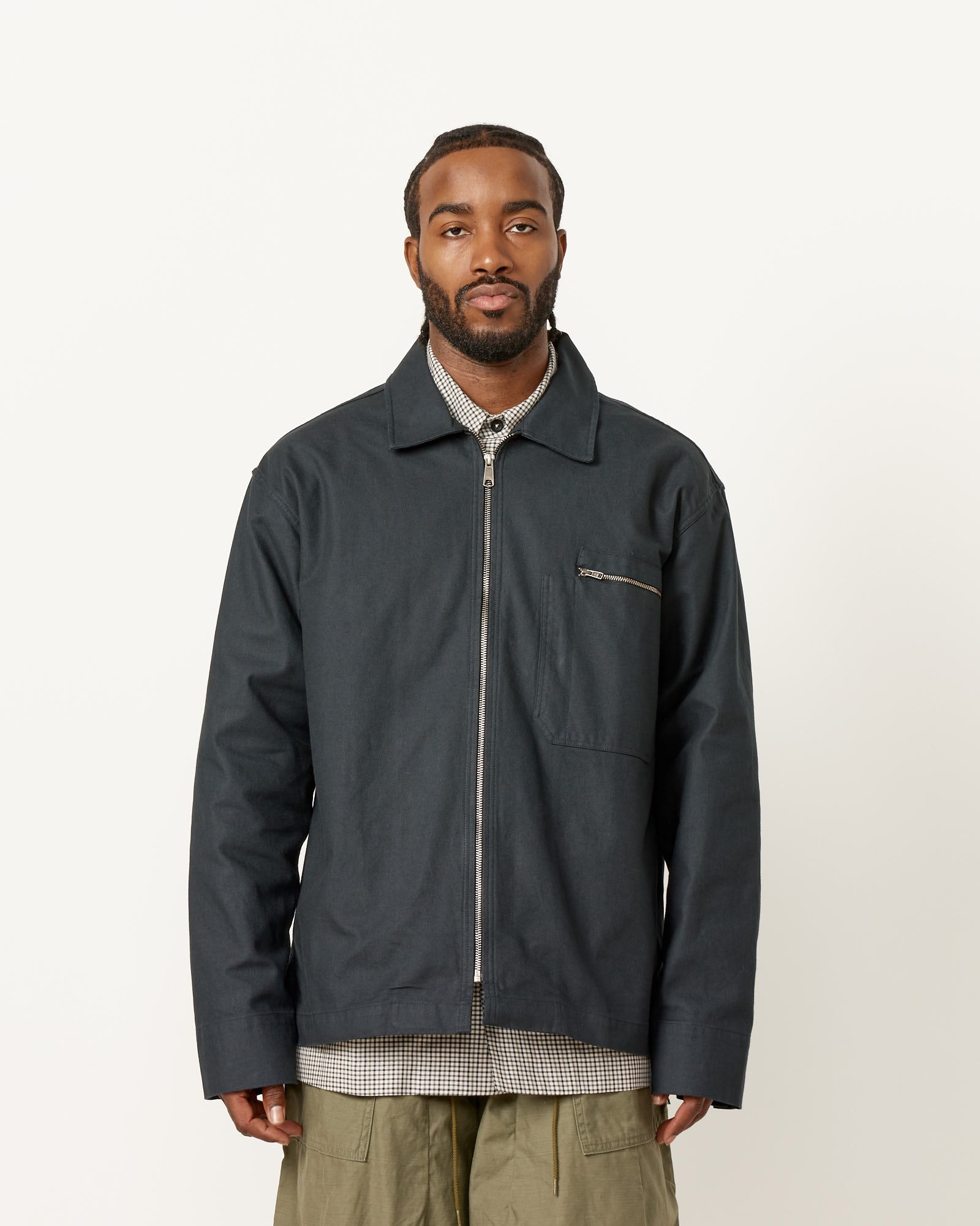 Dark Navy Zip Overshirt.