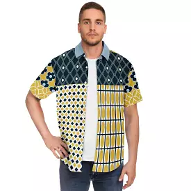 Dauphin Patchwork Stripe Button Down Shirt