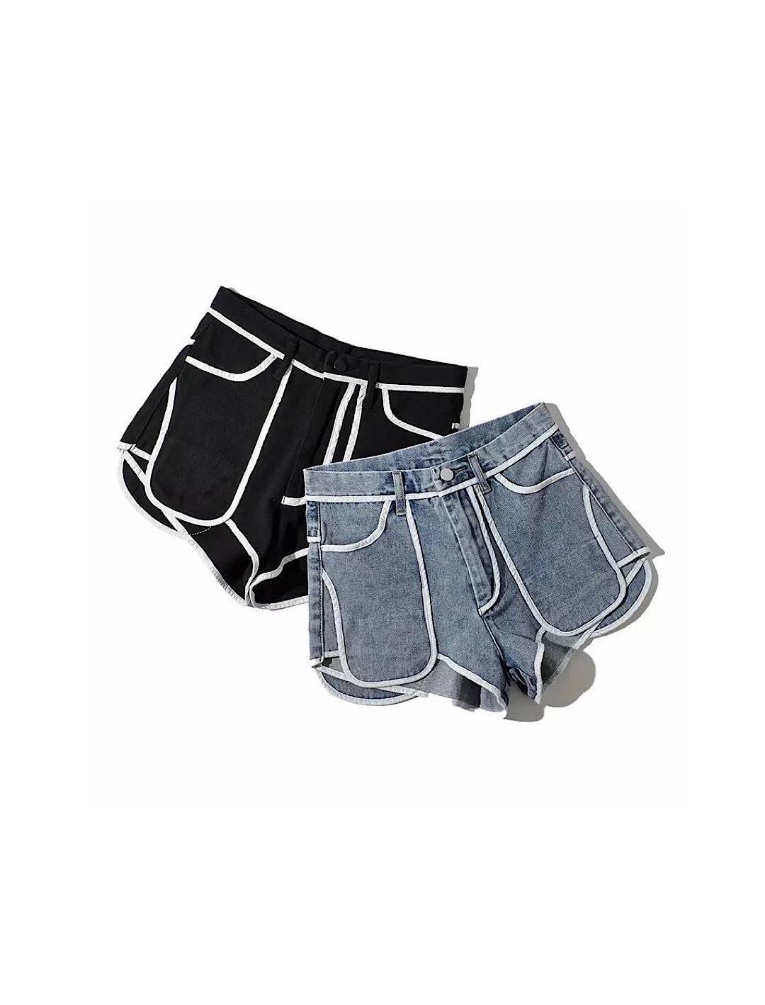 Denim Shorts with White Edges