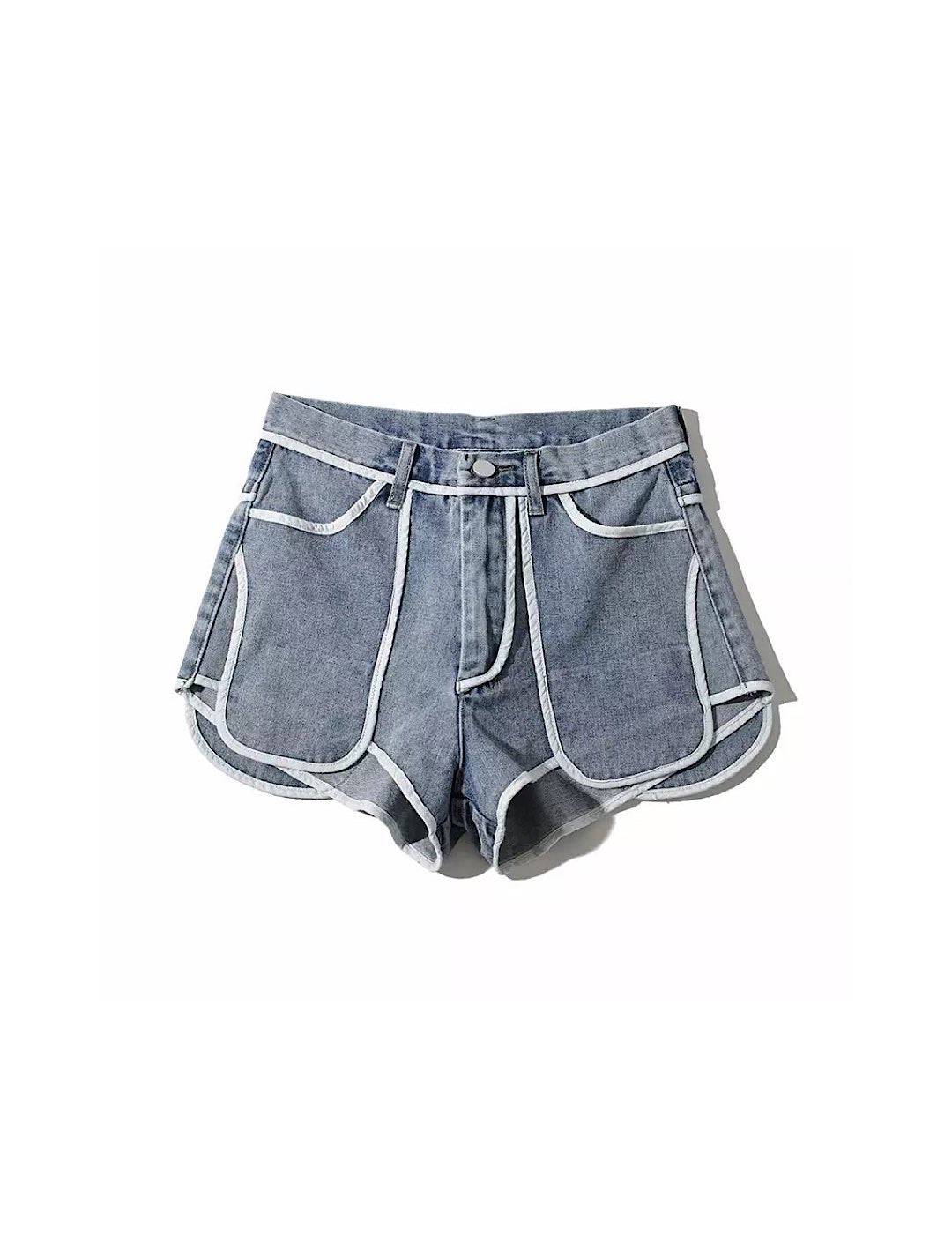 Denim Shorts with White Edges