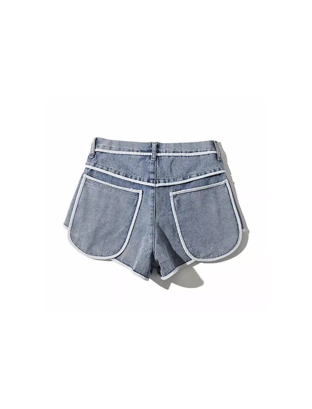 Denim Shorts with White Edges