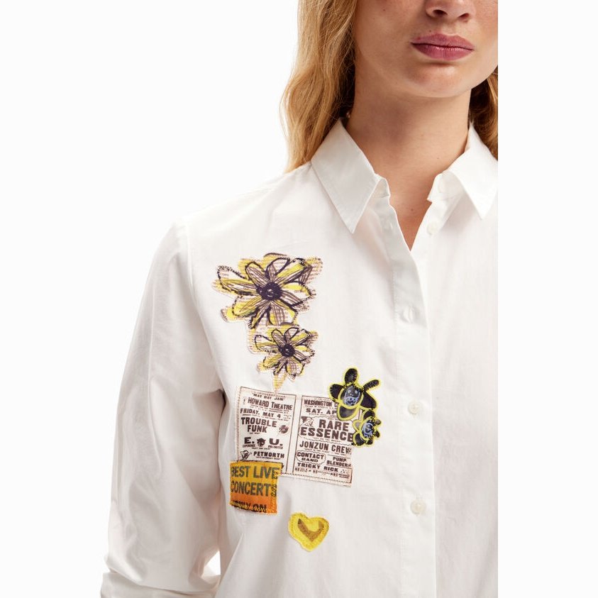 Desigual Newspaper Patch Button Down Shirt