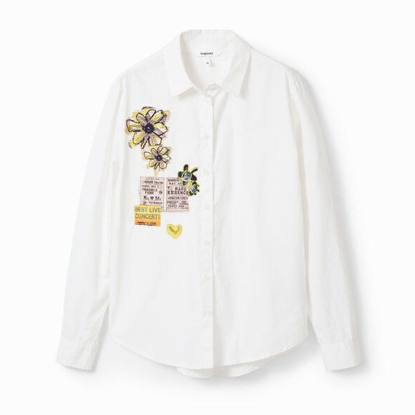 Desigual Newspaper Patch Button Down Shirt