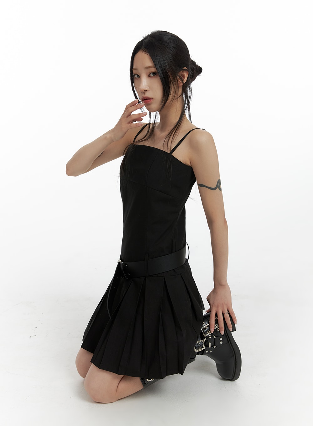 Drop Waist Pleated Dress