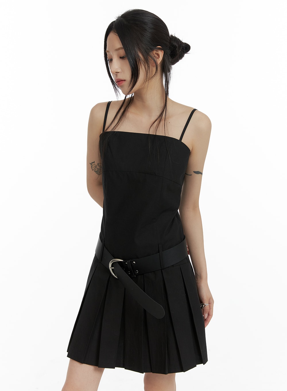 Drop Waist Pleated Dress