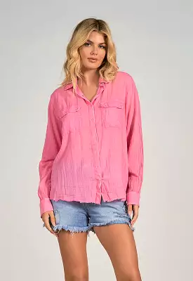 Elan Pink Collared Button Down Shirt