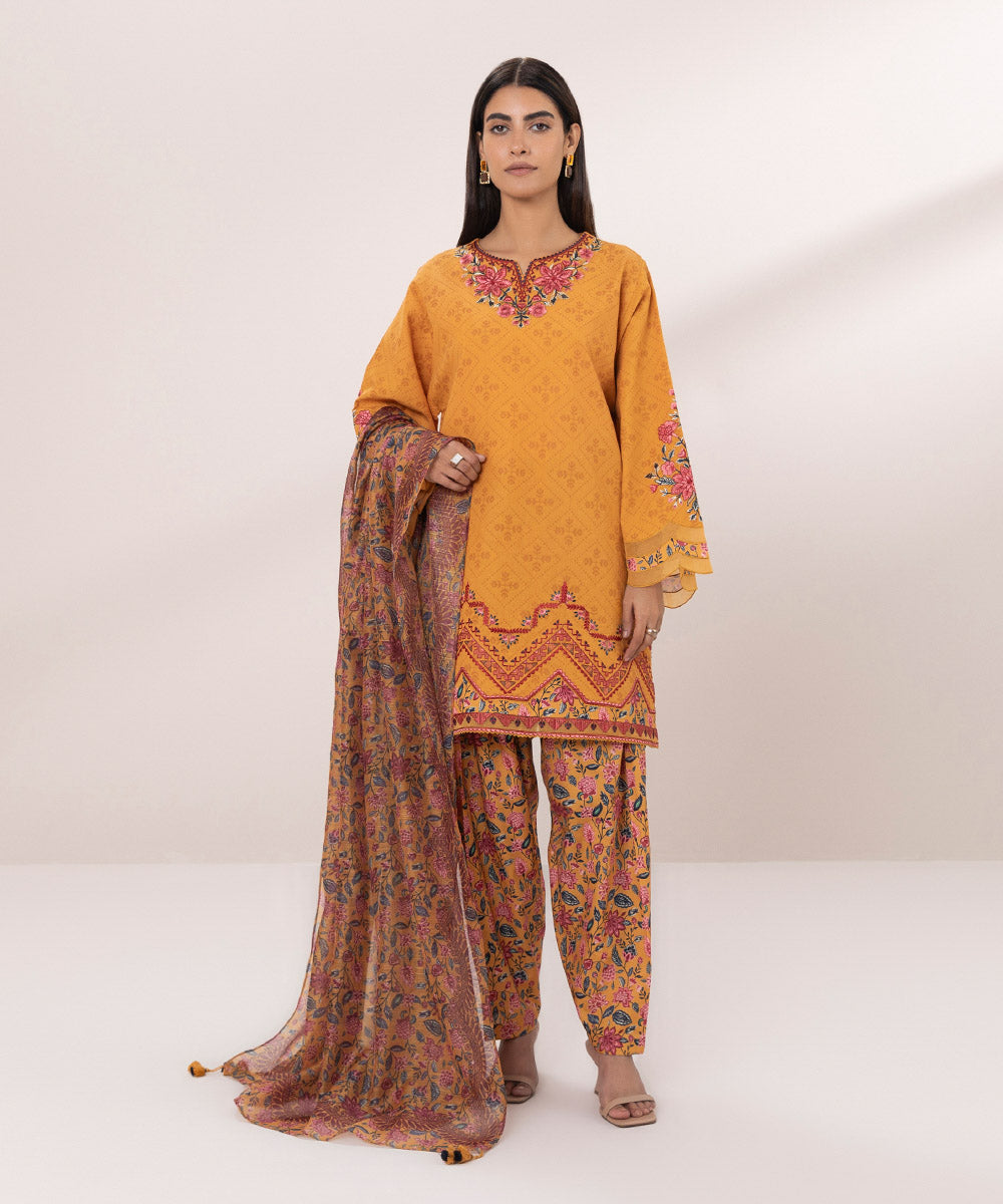 Embroidered Jacquard Suit - 3 Piece