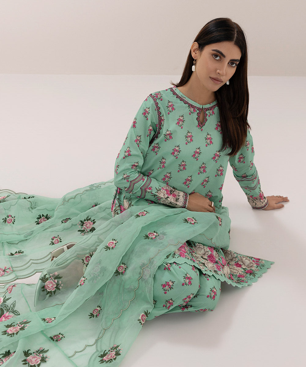 Embroidered Lawn Suit - 3 Piece