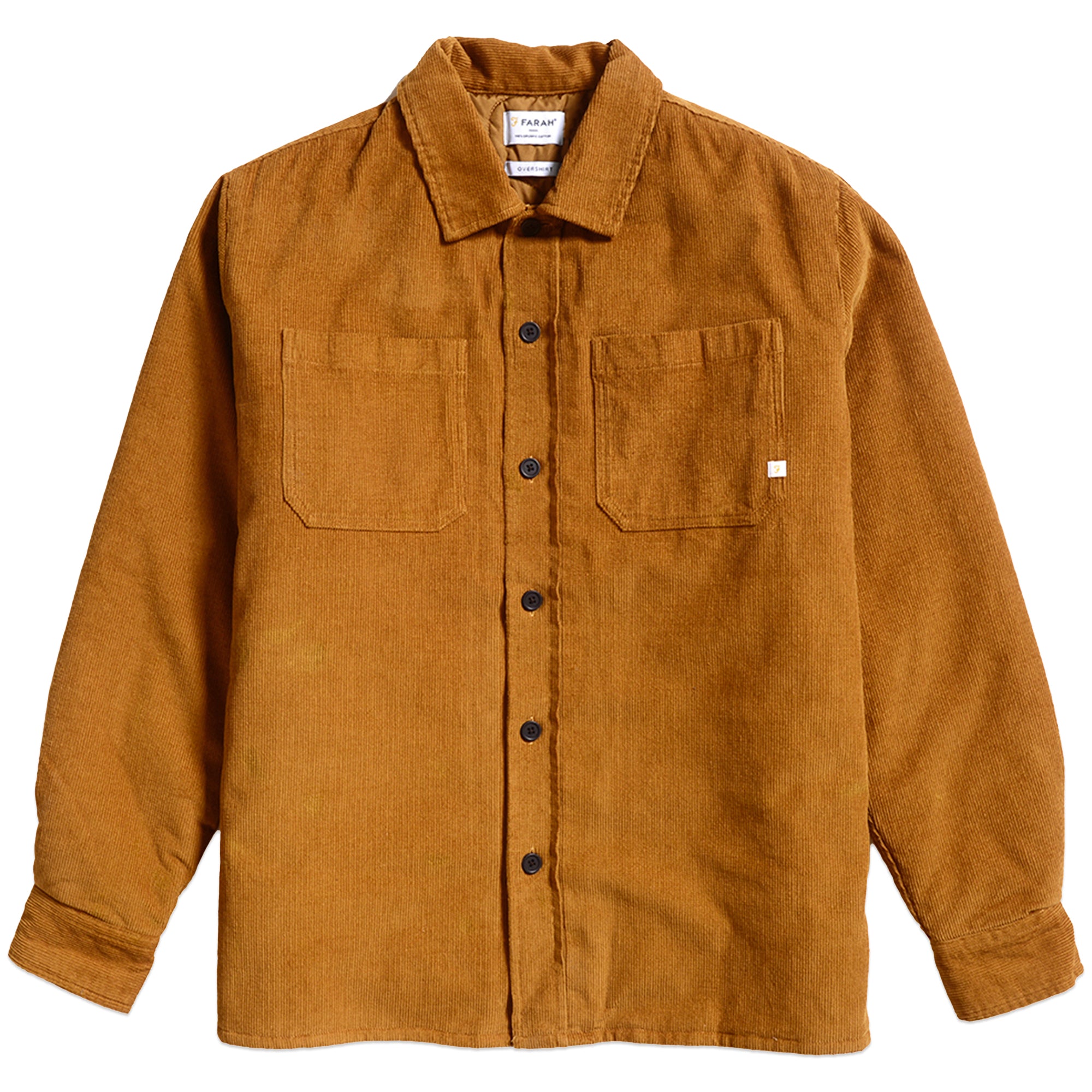 Farah Quilted Corduroy Overshirt - Rich Tobacco