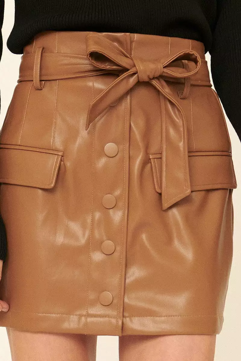 Faux leather mini skirt.