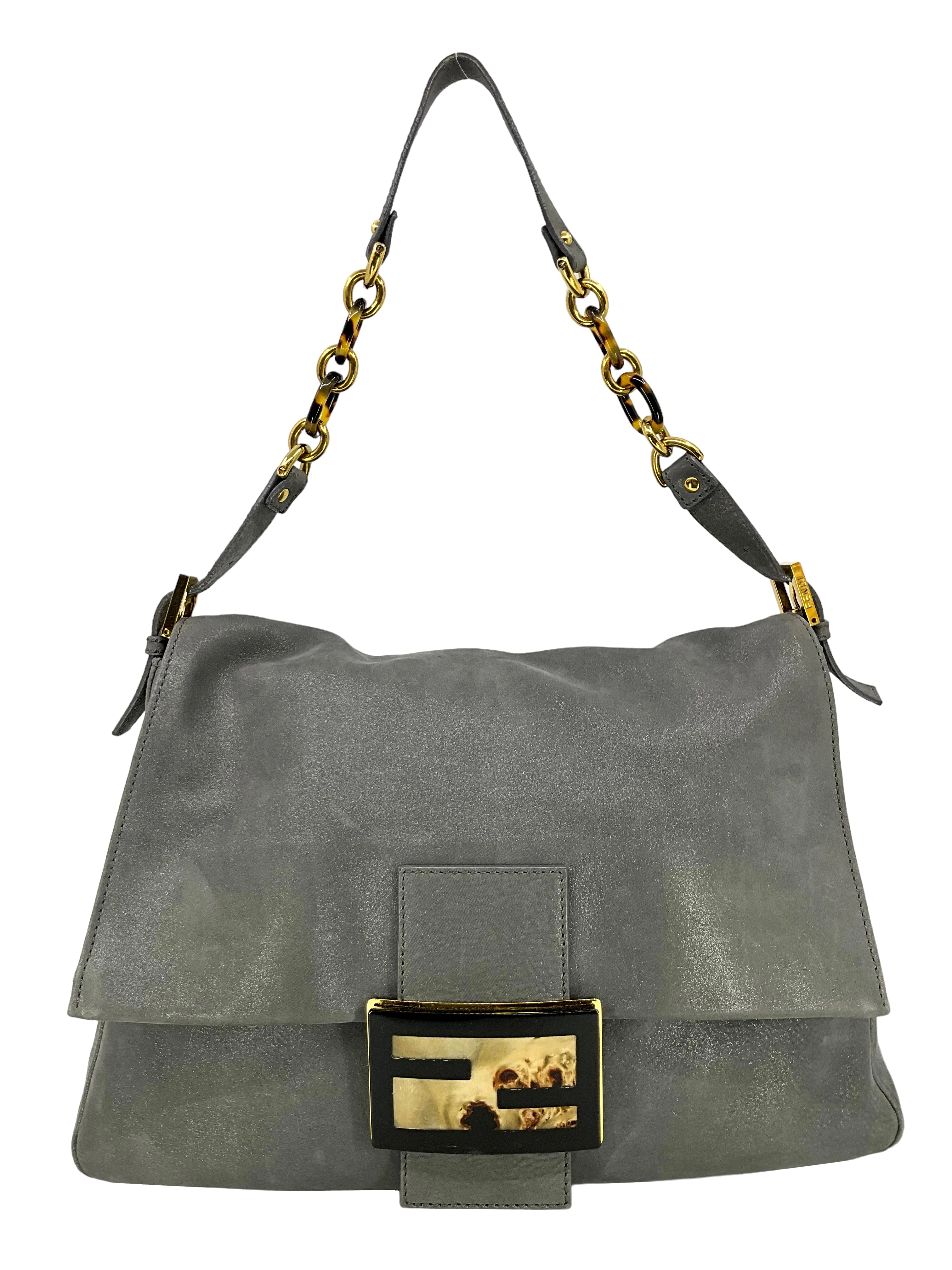 Fendi Metallic Suede Mamma Foreve Baguette Shoulder Bag - Buy now!