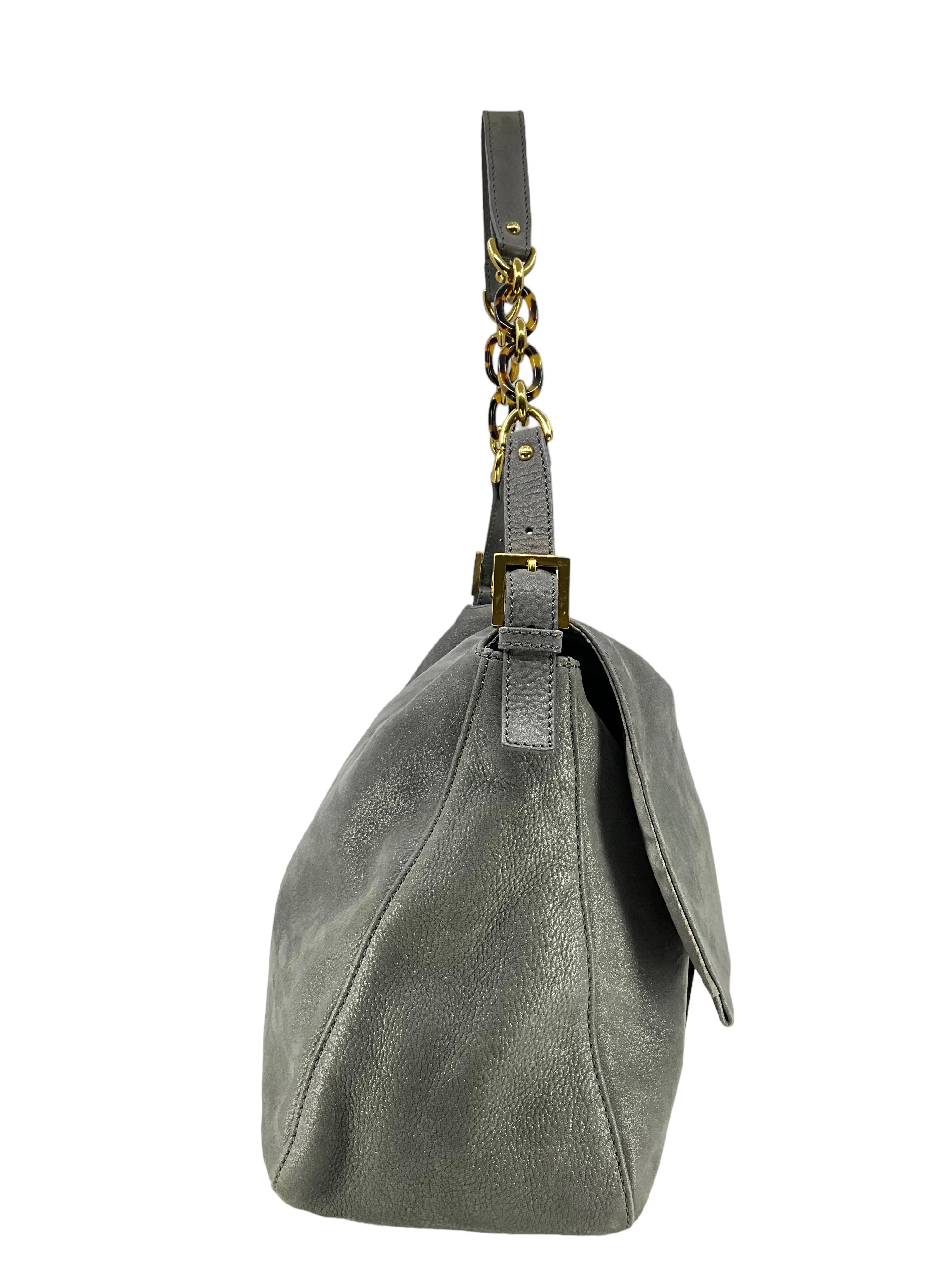 Fendi Metallic Suede Mamma Foreve Baguette Shoulder Bag - Buy now!