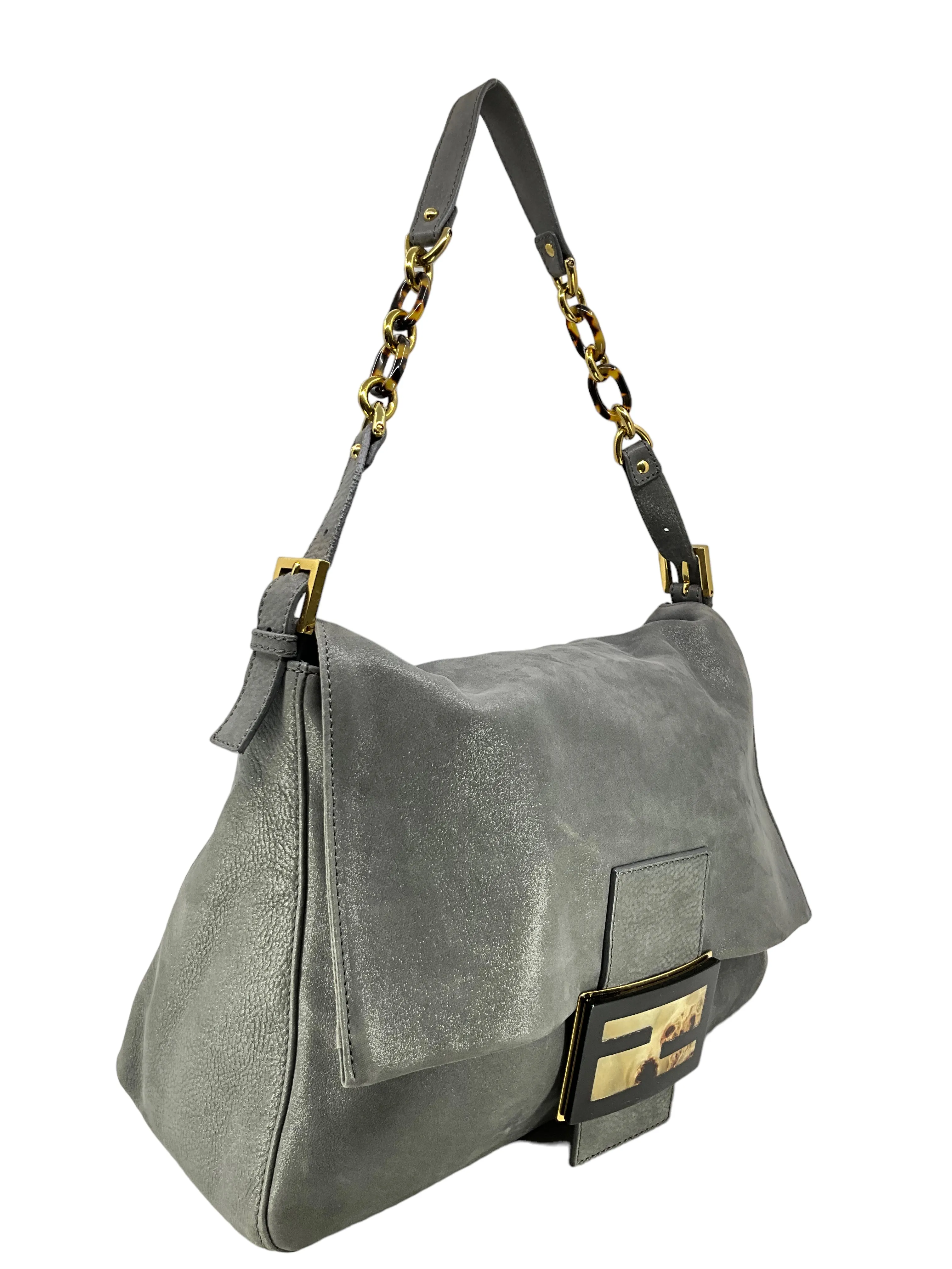 Fendi Metallic Suede Mamma Foreve Baguette Shoulder Bag - Buy now!