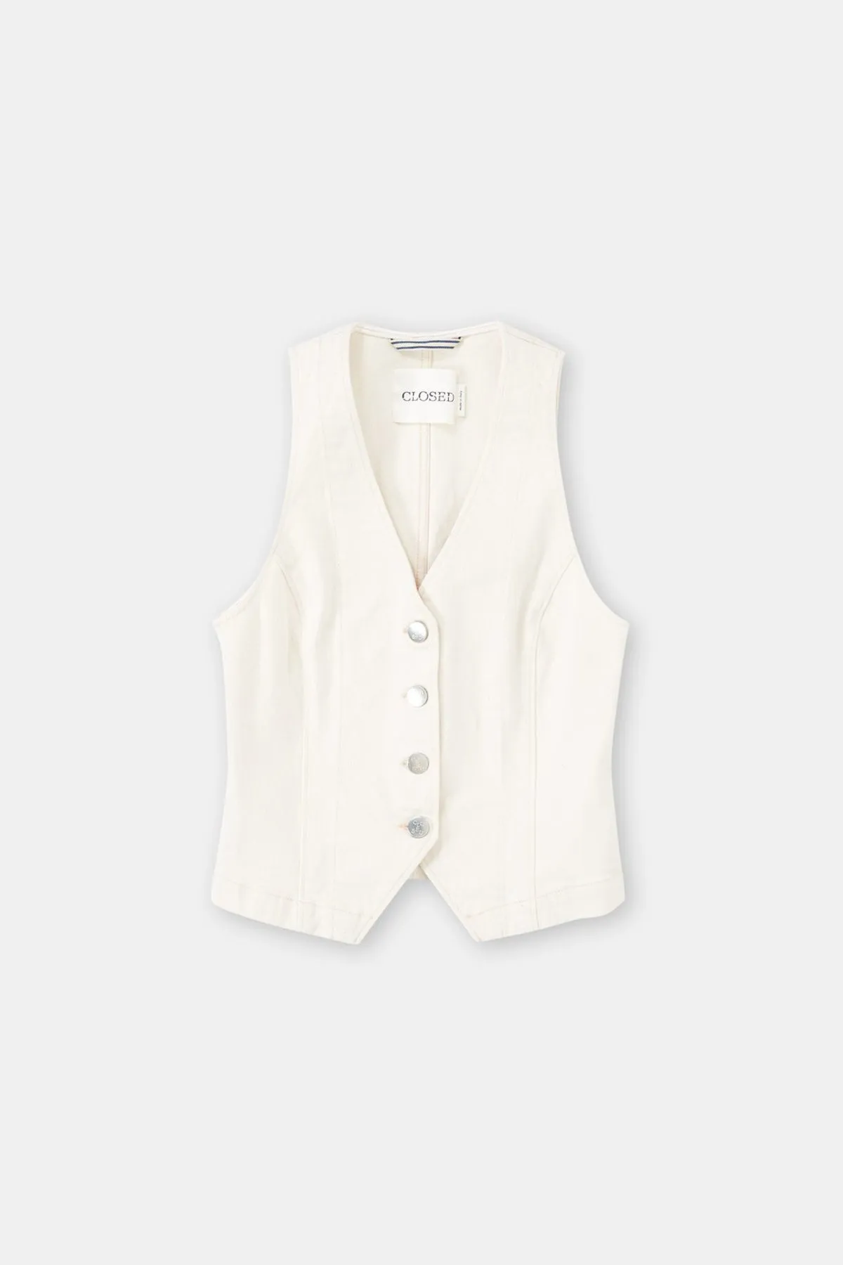 Ivory Denim Vest - Slim Fit