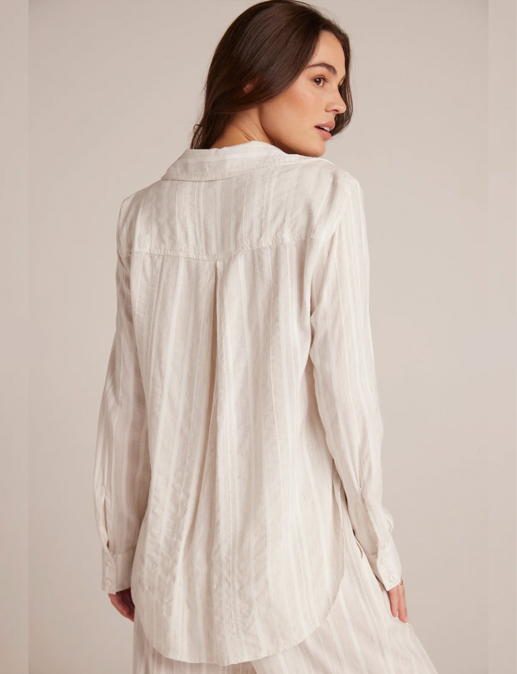 Flowy Button Down Shirt, White Sand Stripes -> White Sand Stripes Flowy Button Down Shirt