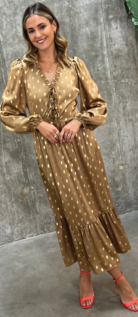 Gold Fern Midi Dress - Shop Now