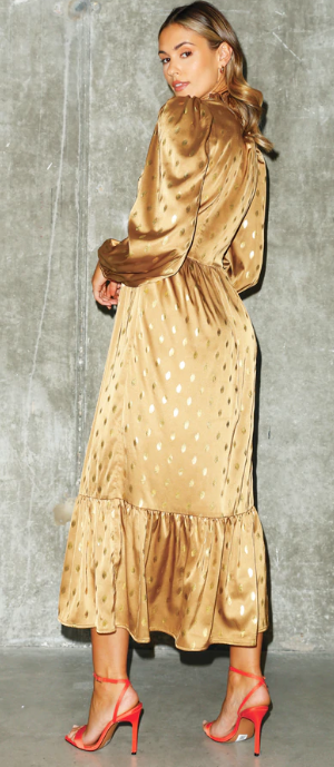 Gold Fern Midi Dress - Shop Now