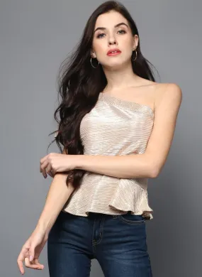 Gold Shimmer One-shoulder Short Top