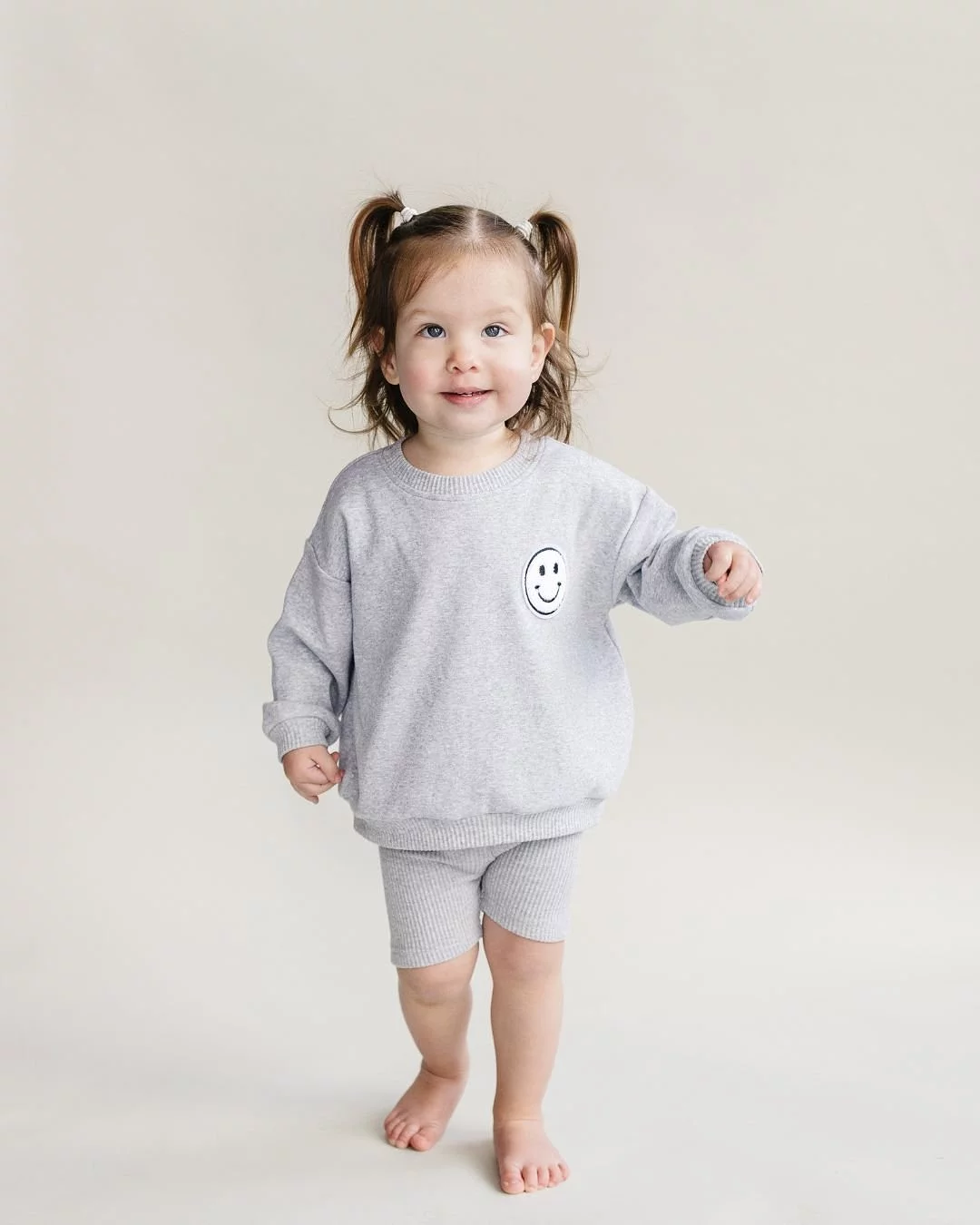 Gray Biker Shorts Set