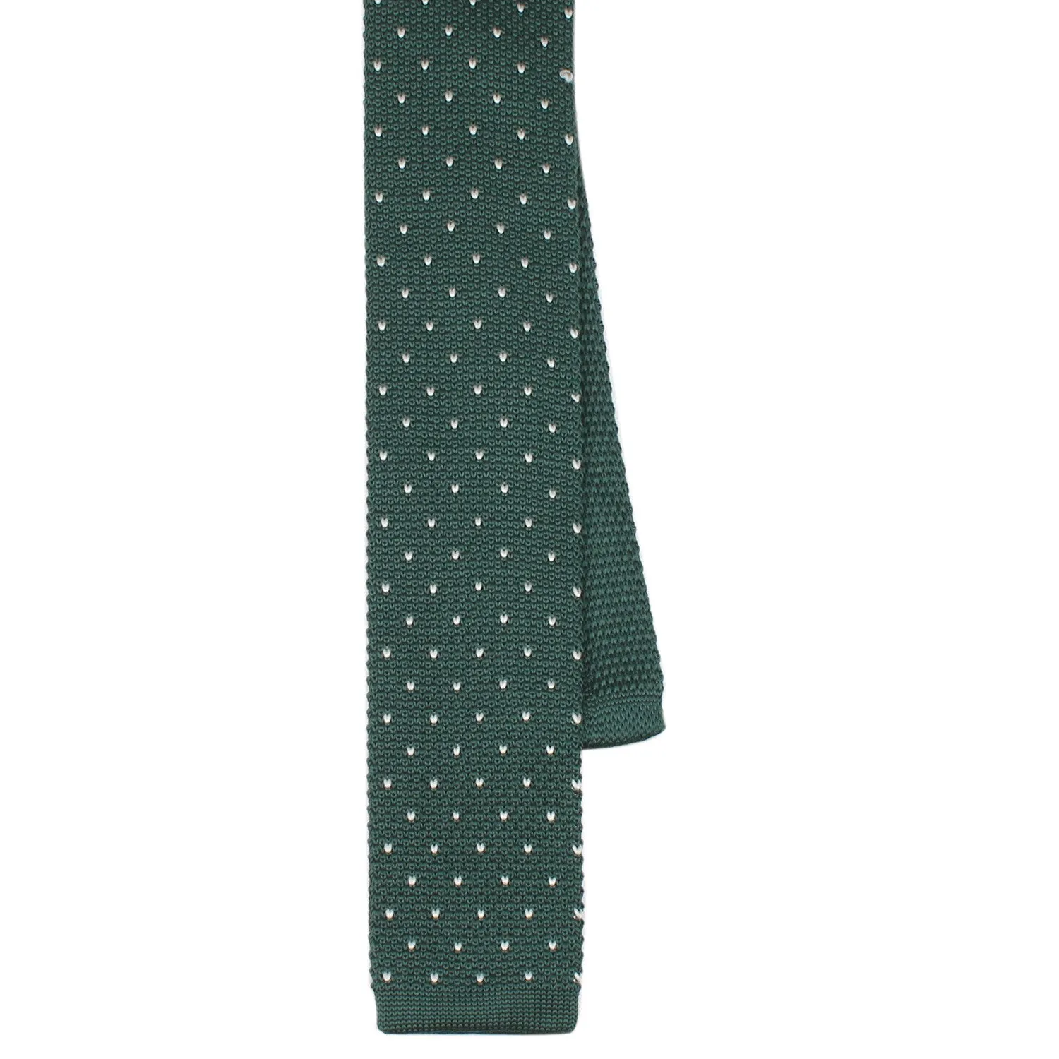 Green and white pattern knitted tie