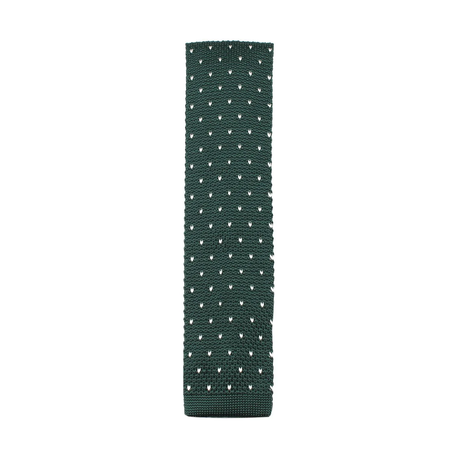 Green and white pattern knitted tie