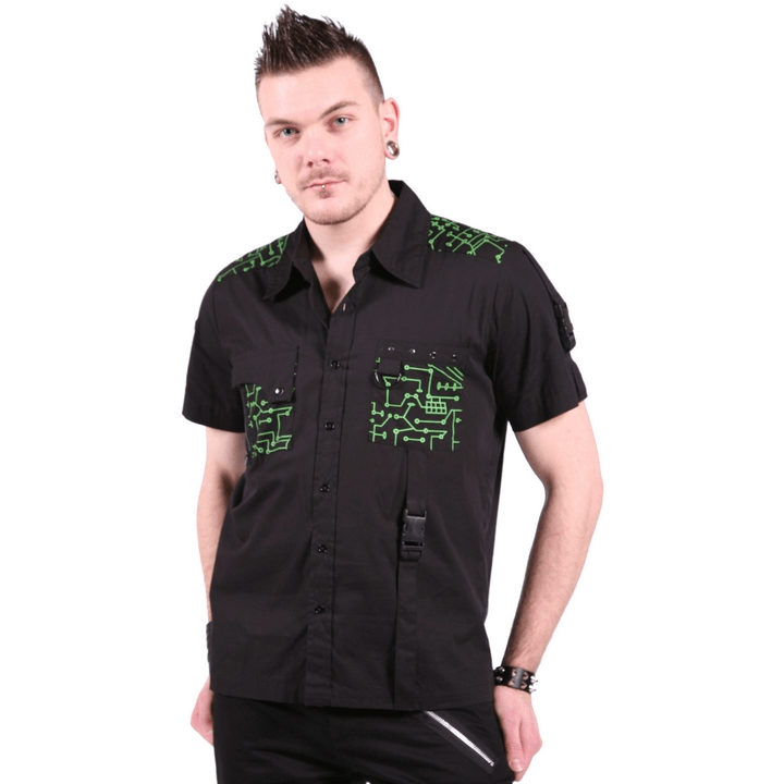 Green cyber goth shirt - Cyberpunk rave shirt - Choose this edgy and futuristic green cyber goth shirt for your next rave or alt