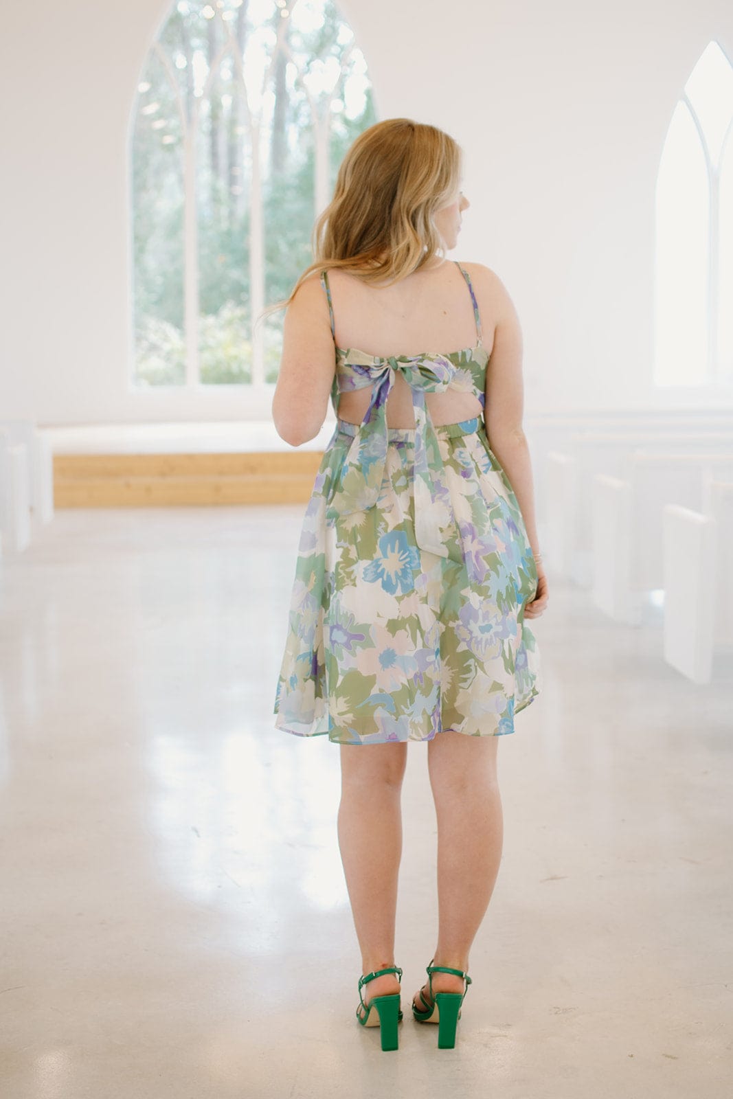 Green Tie Back Mini Dress