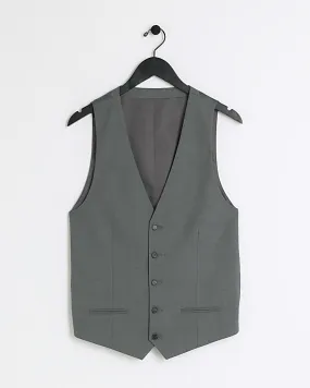 Charcoal gray tailored vest.