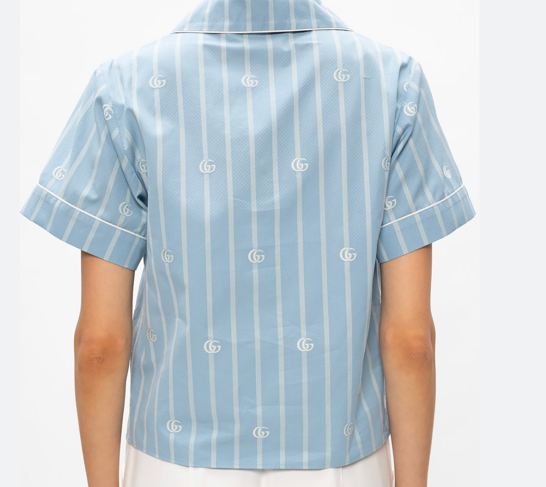 Light blue GUCCI shirt with logo, size 36 IT