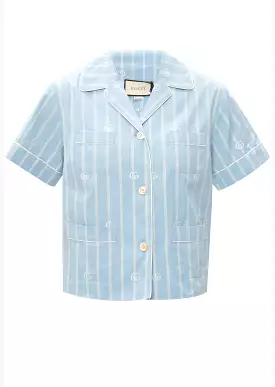 Light blue GUCCI shirt with logo, size 36 IT