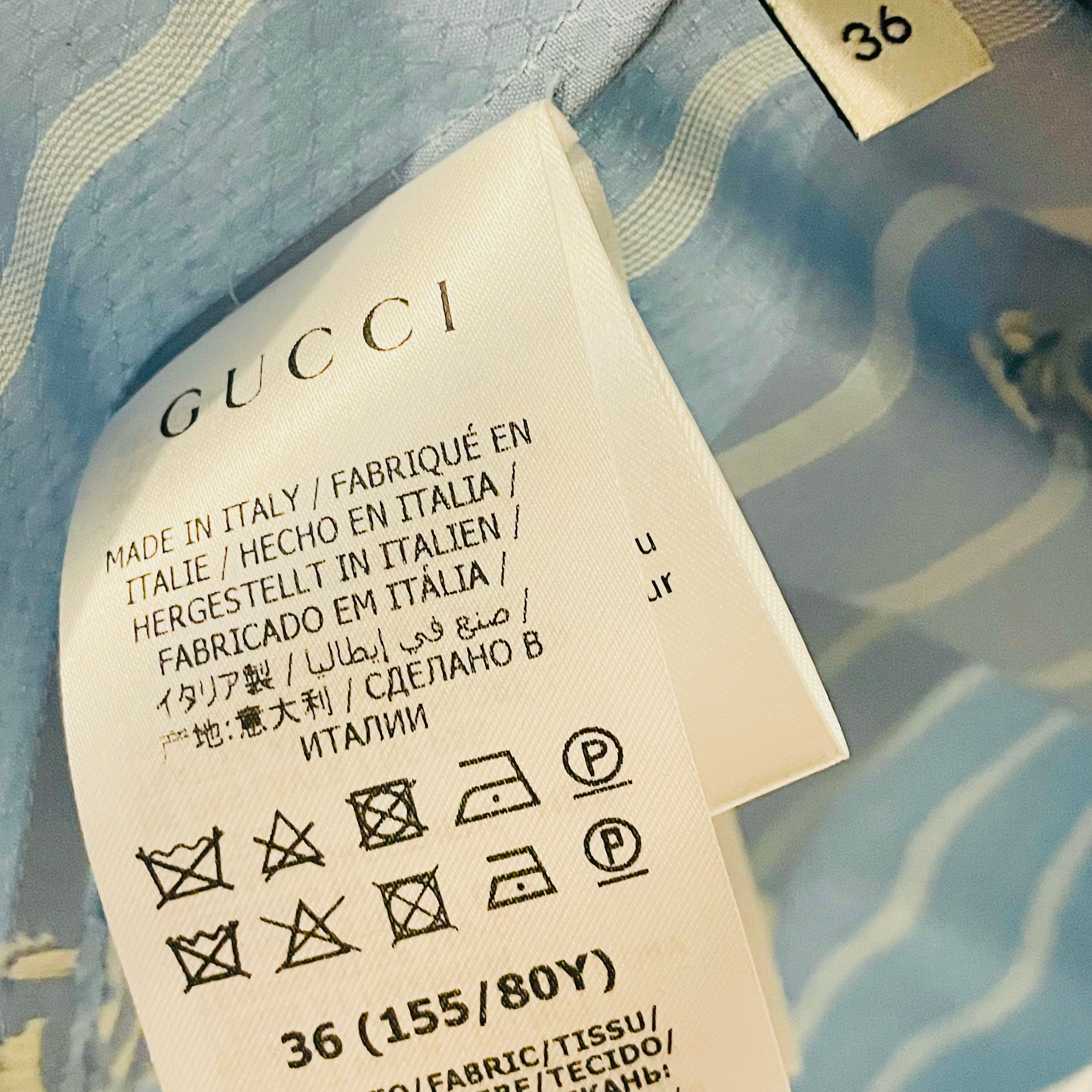 Light blue GUCCI shirt with logo, size 36 IT