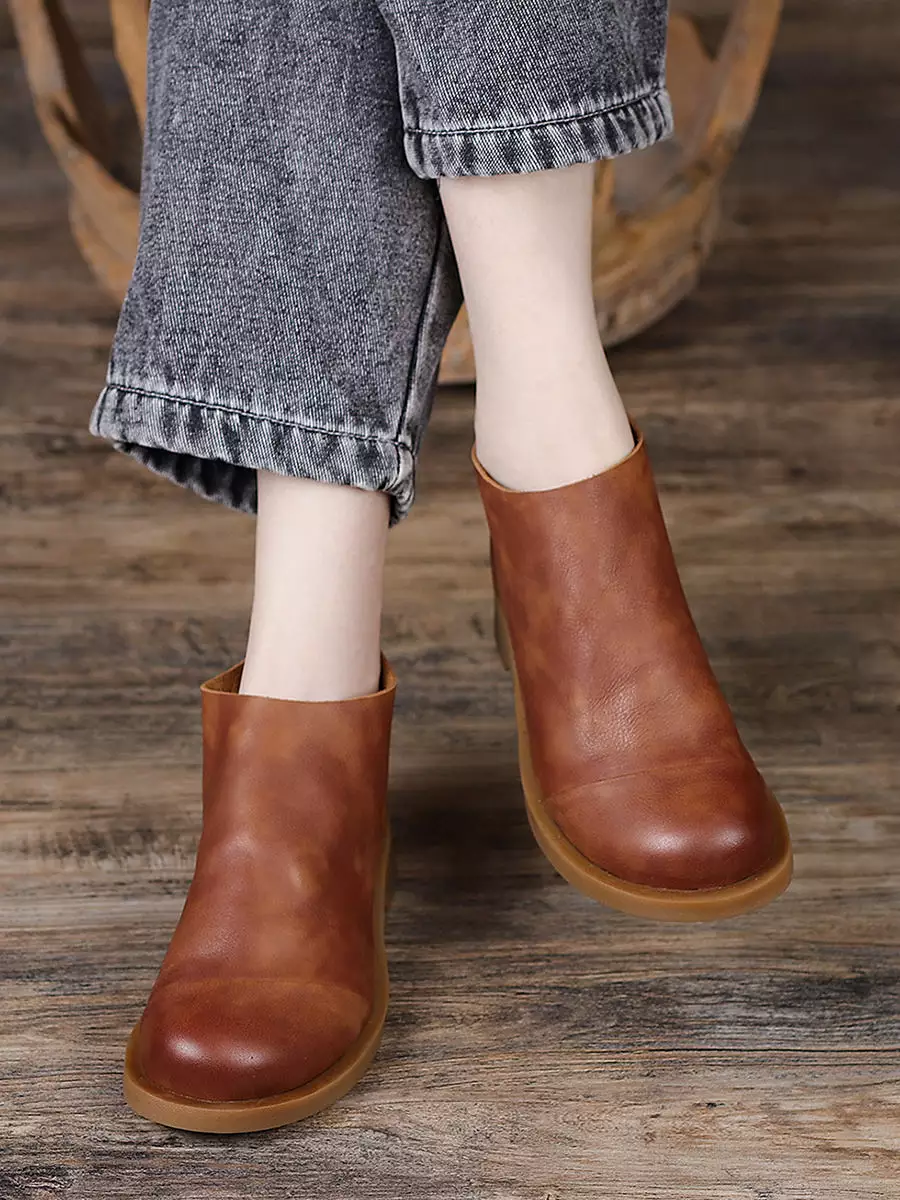 Handcrafted Authentic Leather Retro Women's Ankle Boots