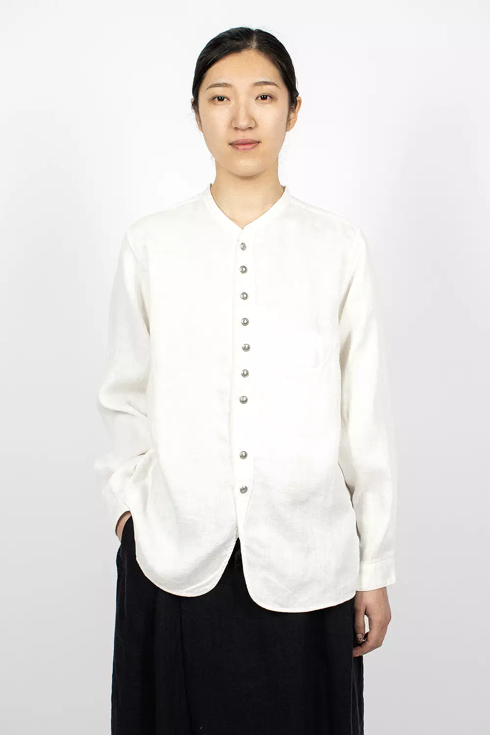 Herringbone White Penny Shirt