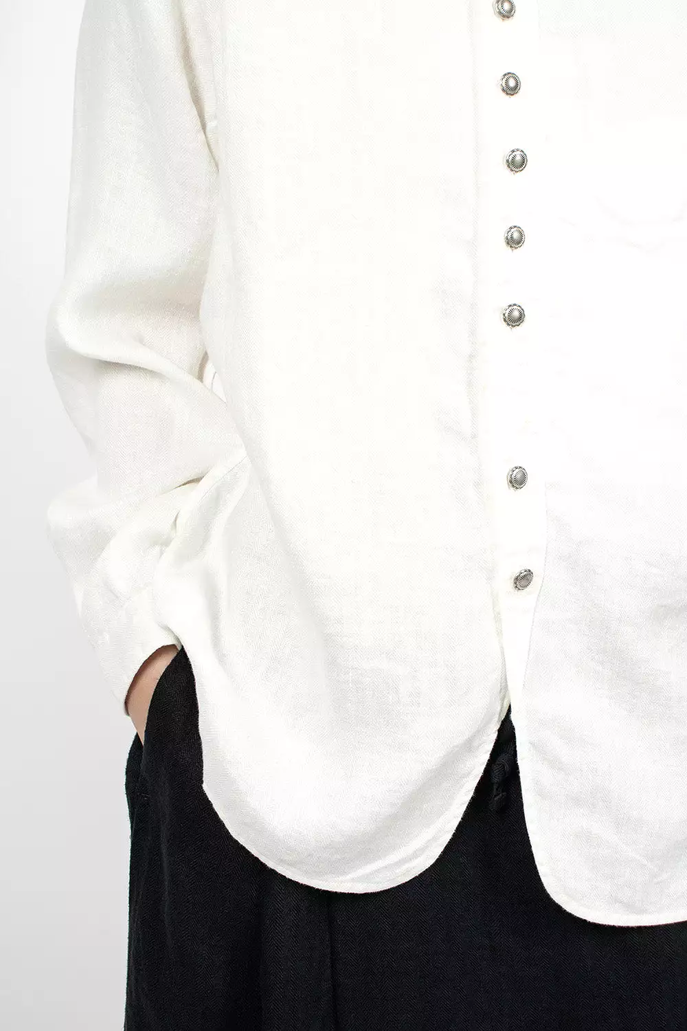 Herringbone White Penny Shirt