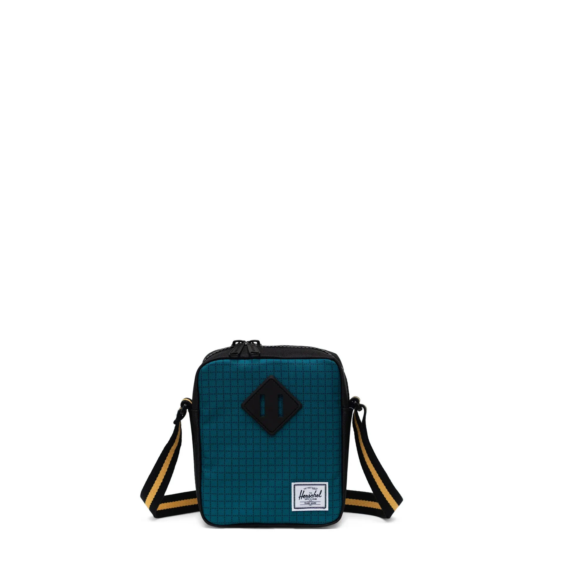 Herschel Heritage Crossbody Bag in Harbour Blue Grid/Black/Amber Yellow