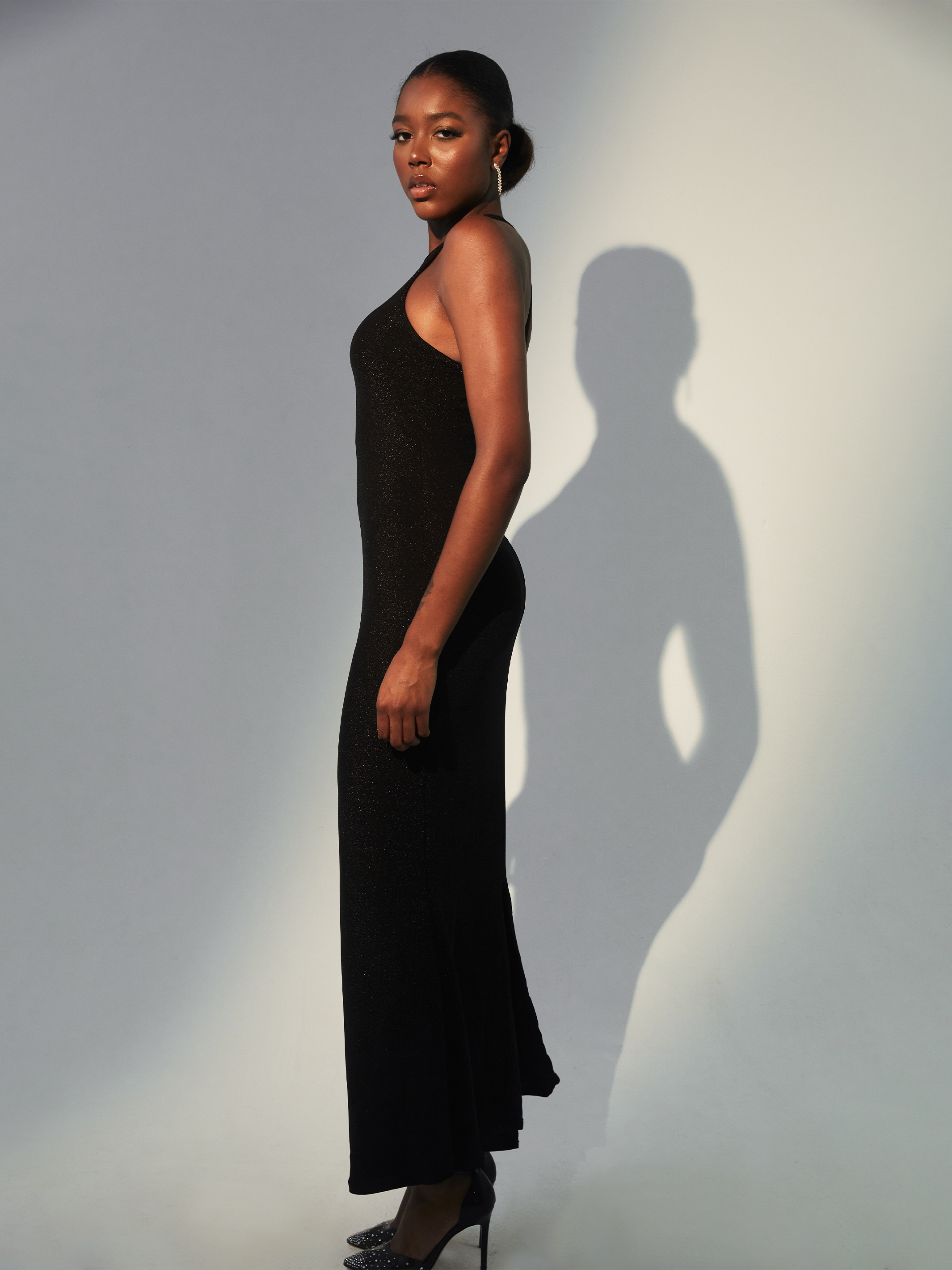 High Neck Shimmer Maxi Dress, Brami Style.