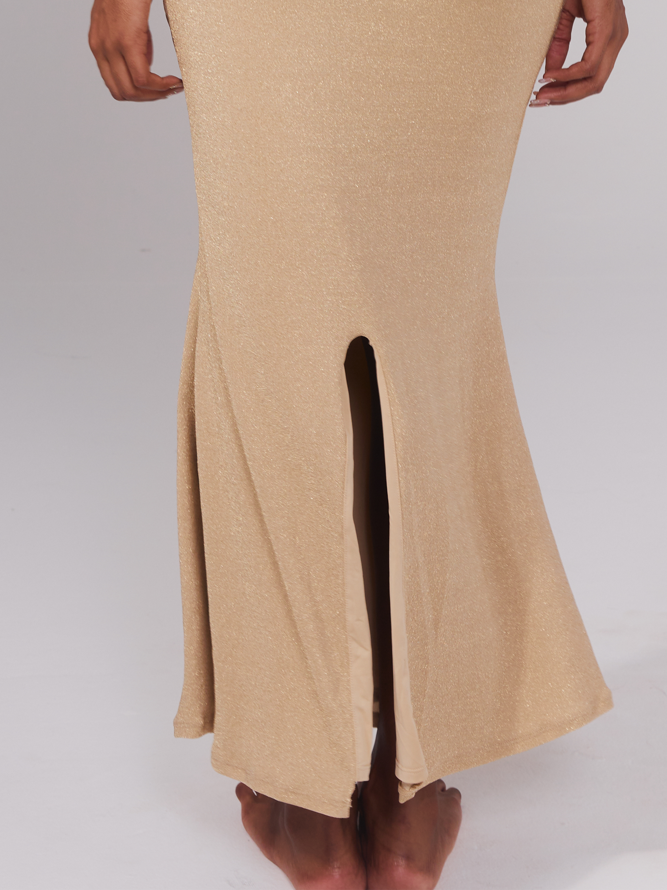 High Neck Shimmer Maxi Dress, Brami Style.