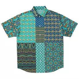 Horus Eye Patchwork Button Down Shirt, Abundant Blessings