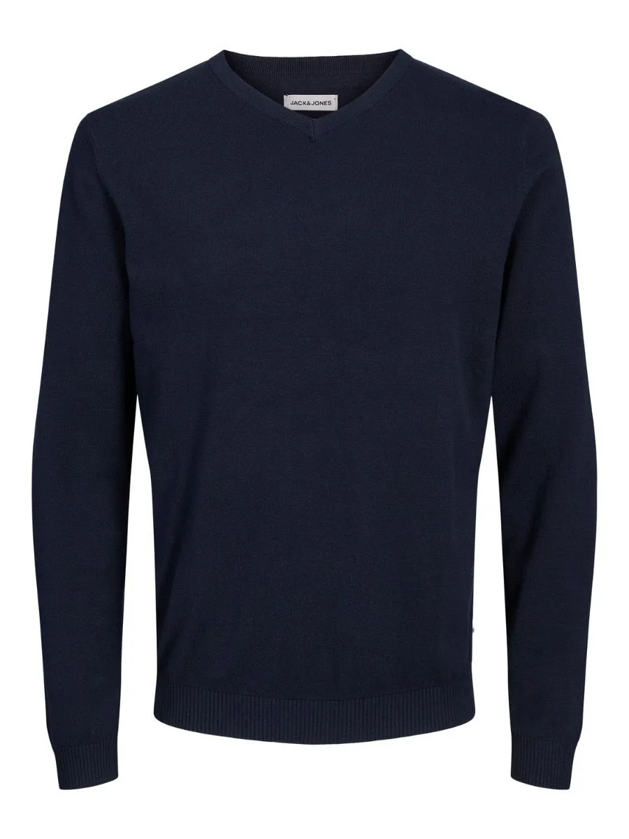 Jack and Jones Basic Knit V Neck Jumper Navy Blazer