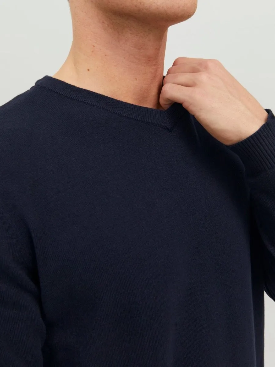 Jack and Jones Basic Knit V Neck Jumper Navy Blazer