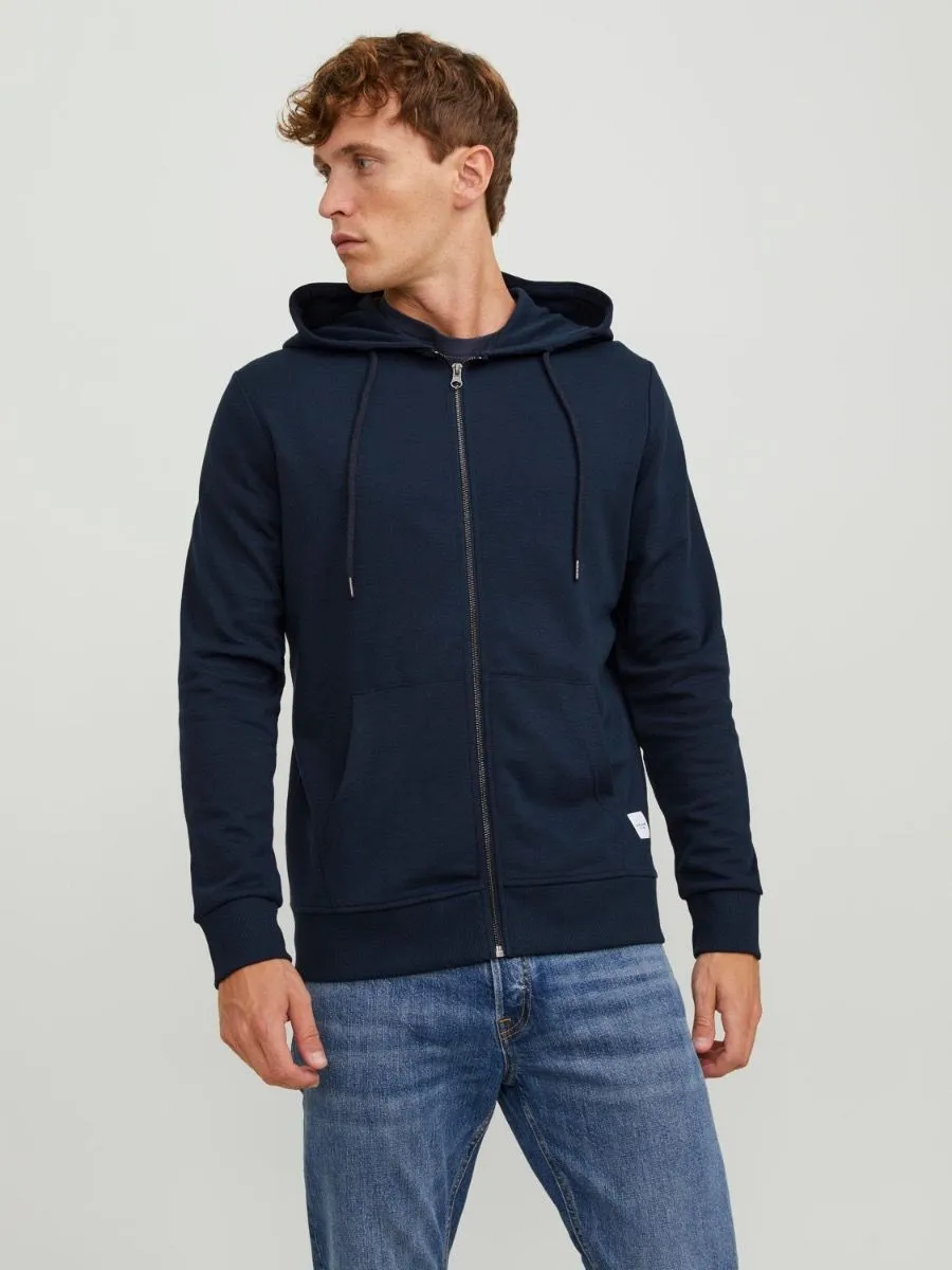 Navy Blazer Jack and Jones Basic Zip Up Hooded Sweatshirts