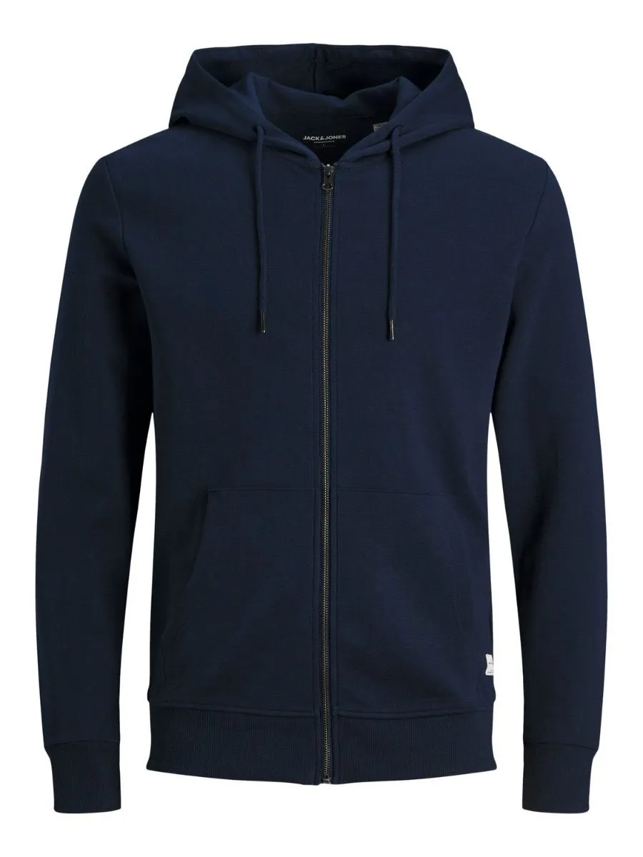 Navy Blazer Jack and Jones Basic Zip Up Hooded Sweatshirts