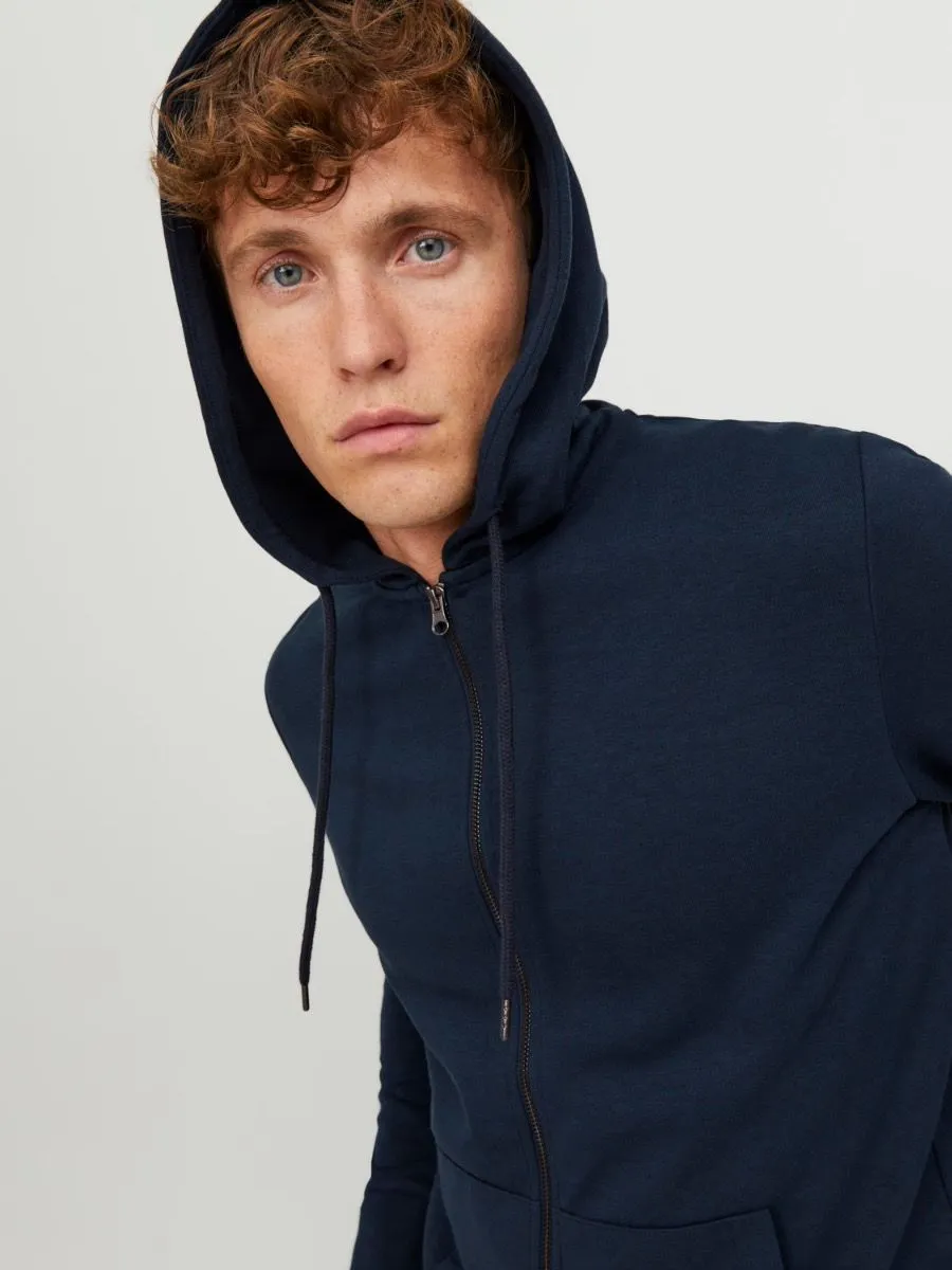 Navy Blazer Jack and Jones Basic Zip Up Hooded Sweatshirts