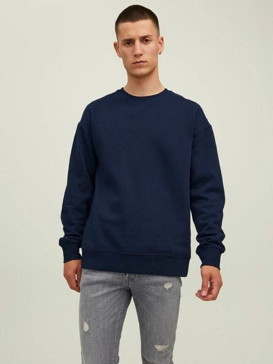 Navy Blazer Jack & Jones Star Basic Crew Sweatshirts